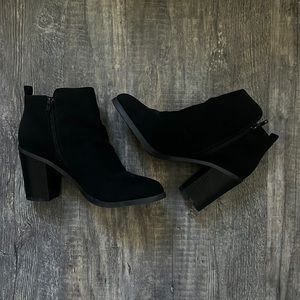 Black suede booties
